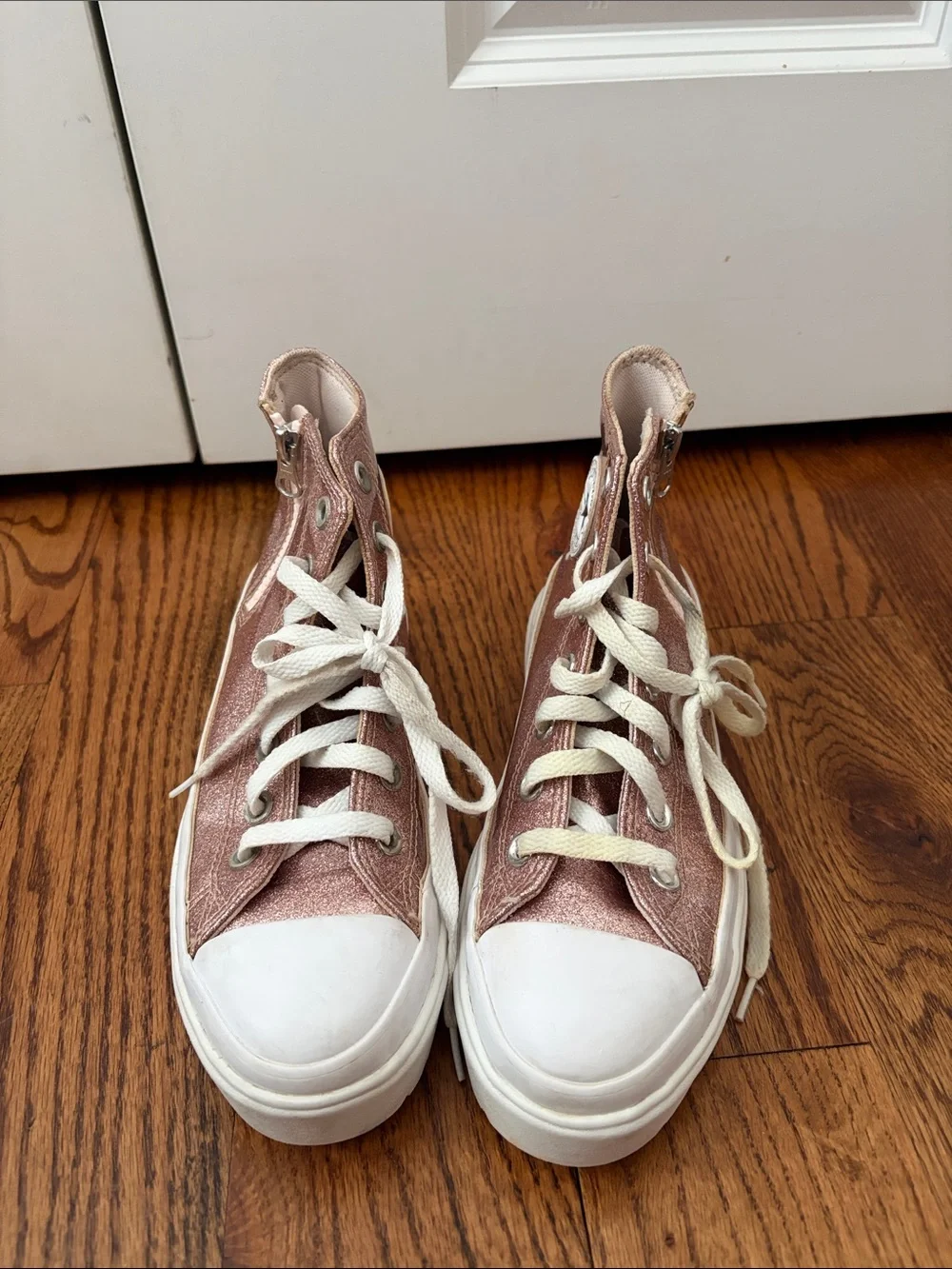 Converse Pink Glitter Platform High-Top Sneakers Girl's Size 3.5